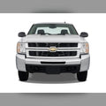 2007-2010 Chevy Silverado 2500HD/3500HD with 3/4" front bumper spacer kit installed — bolt-on, no-cut tire clearance