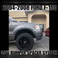 2004-2008 Ford F-150 with 3/4" front bumper spacer kit installed — bolt-on, no-cut tire clearance